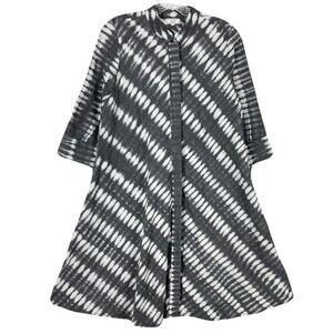 nwot ZURI Dress XS Grey Stripe Tie-Dye A-Line Hidden-Button-Up Pocket”RisingTide